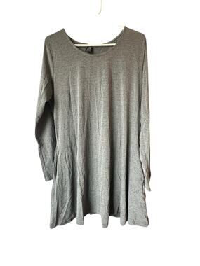 Lidly Gray Solid Pocket Swing Long Sleeve Tunic Top Women's Size Large-XL